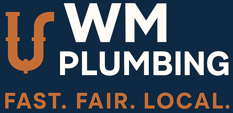 WM Plumbing logo — call (484) 655-5369