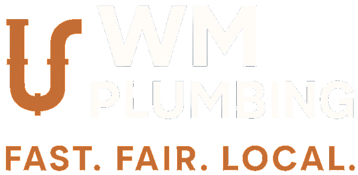 WM Plumbing logo — call (484) 655-5369